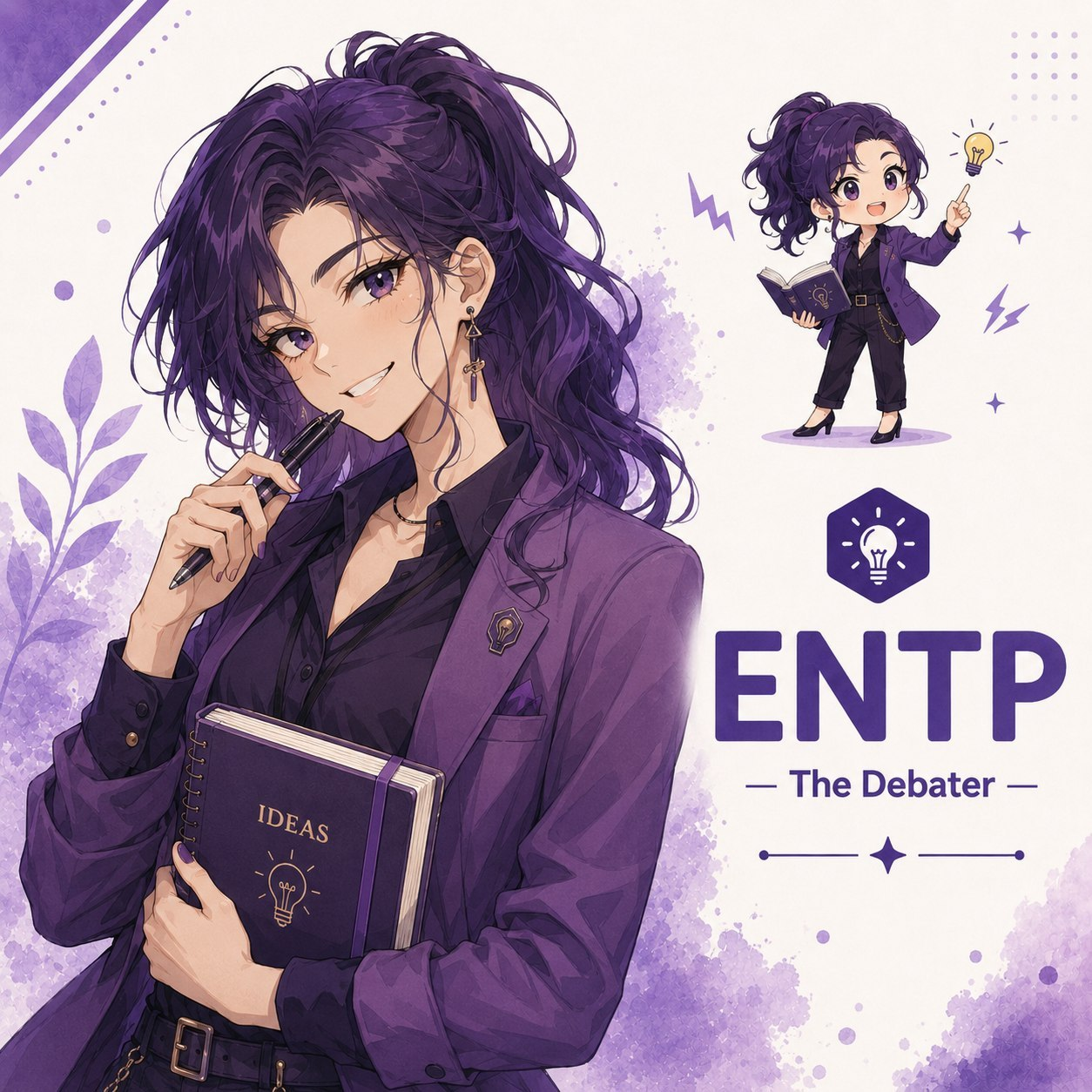 Female ENTP personality illustration