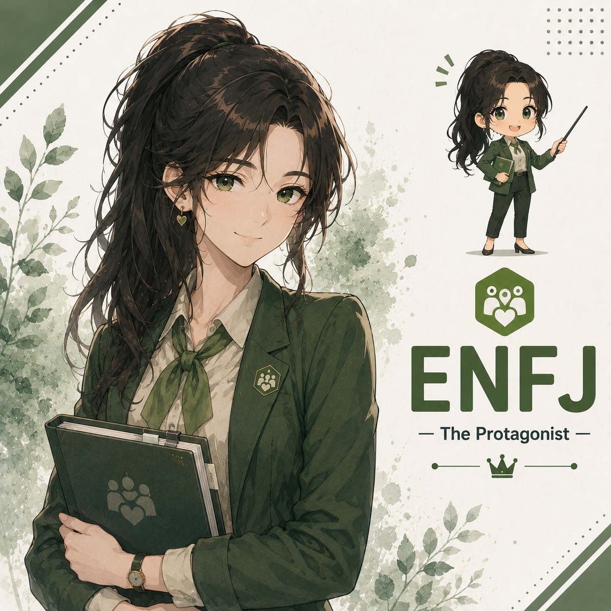 Female ENFJ personality illustration
