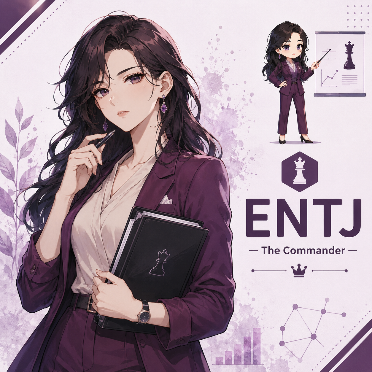 Female ENTJ personality illustration