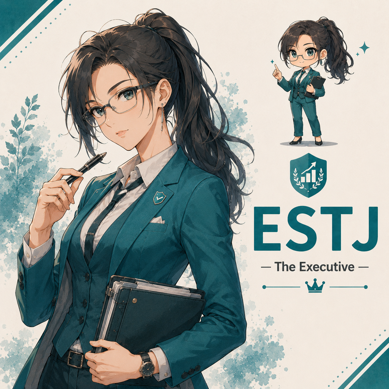Female ESTJ personality illustration