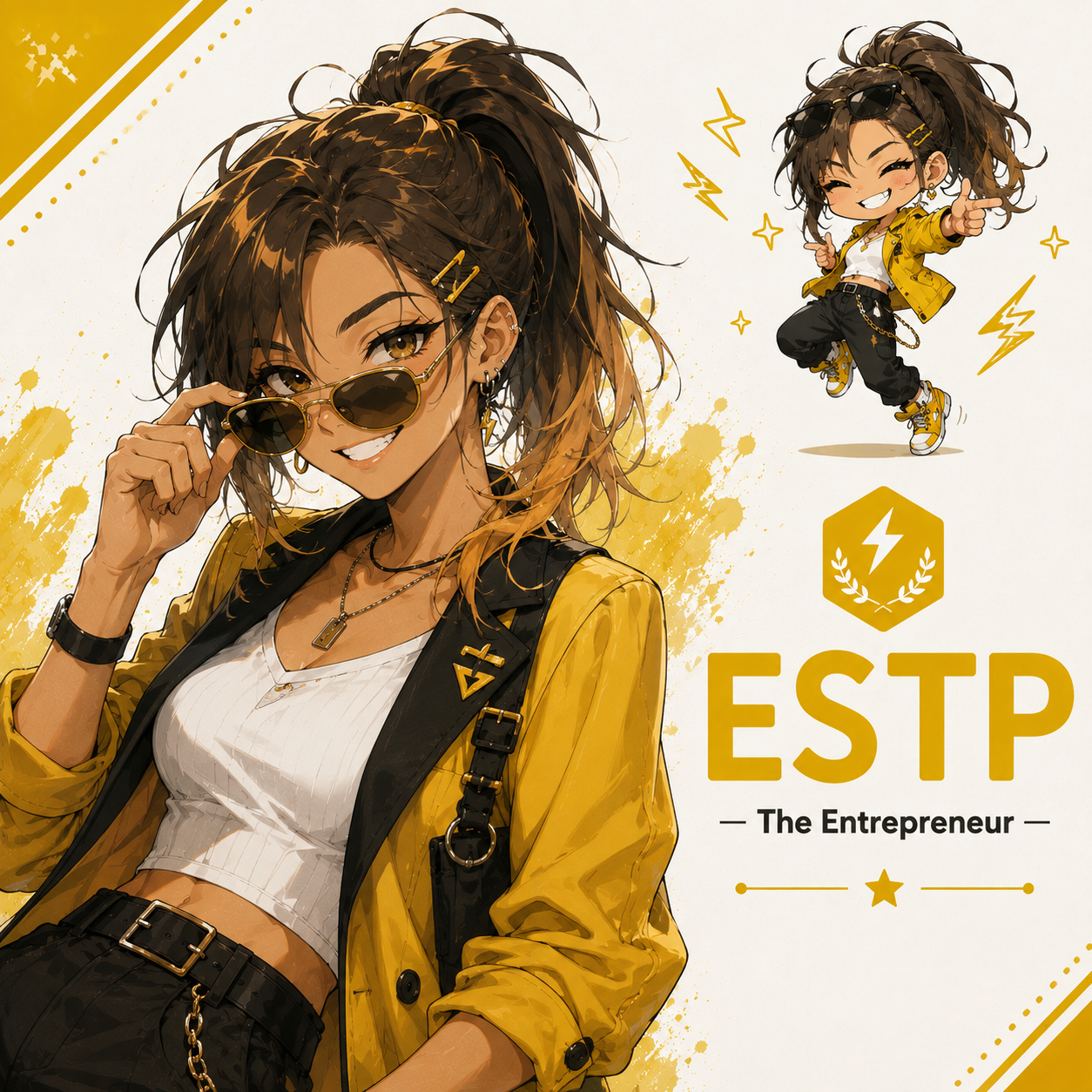 Female ESTP personality illustration
