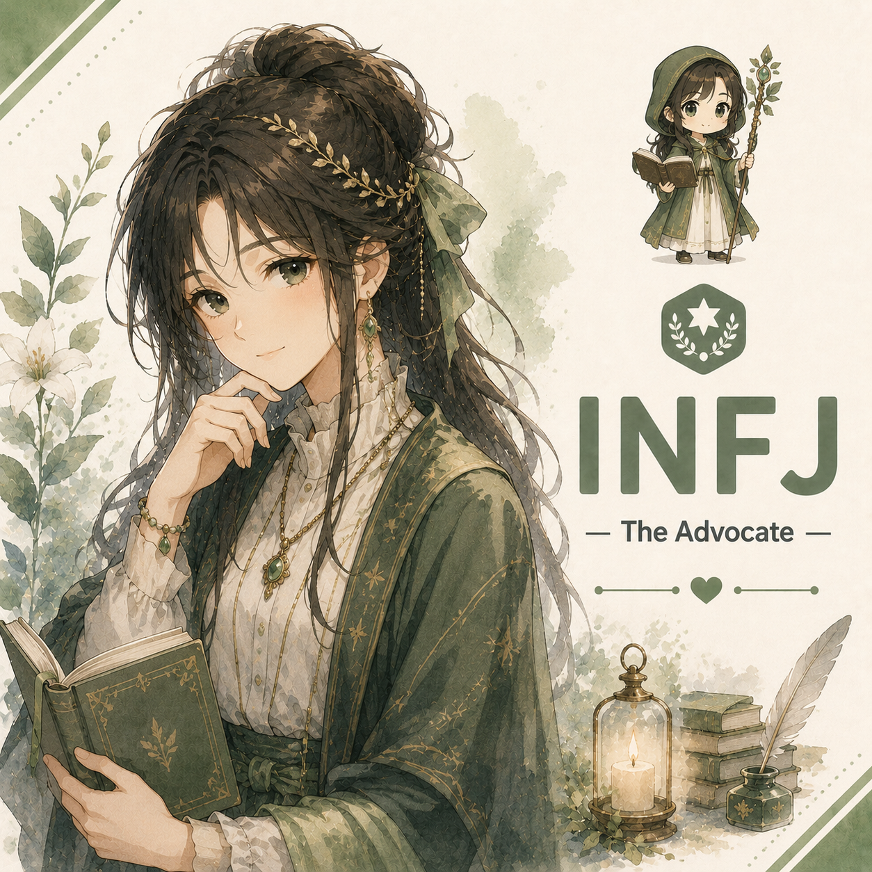 Female INFJ personality illustration