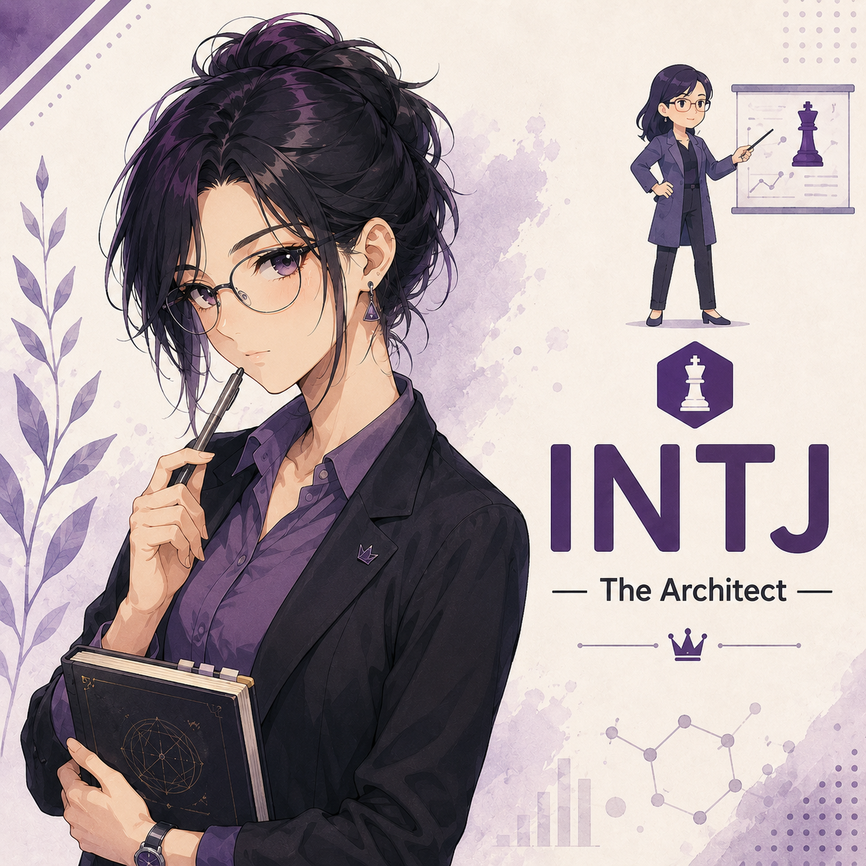 Female INTJ personality illustration